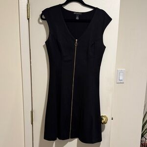 INC International Concepts Black Mini Dress with Gold Zipper